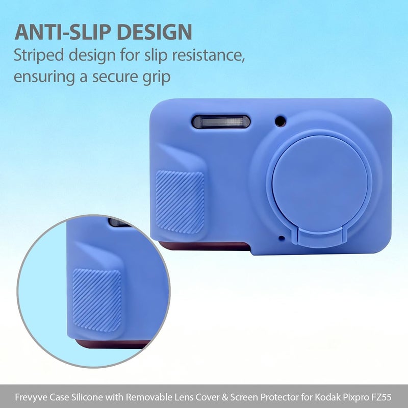 Frevyve Case for Kodak PIXPRO FZ55 Digital Camera Accessories, Soft Silicone Protective Case, Slim Fit Sleeve with Removable Lens Cover and Screen Protector, Lightweight, Anti-Scratch (Royal Blue) - Image 3